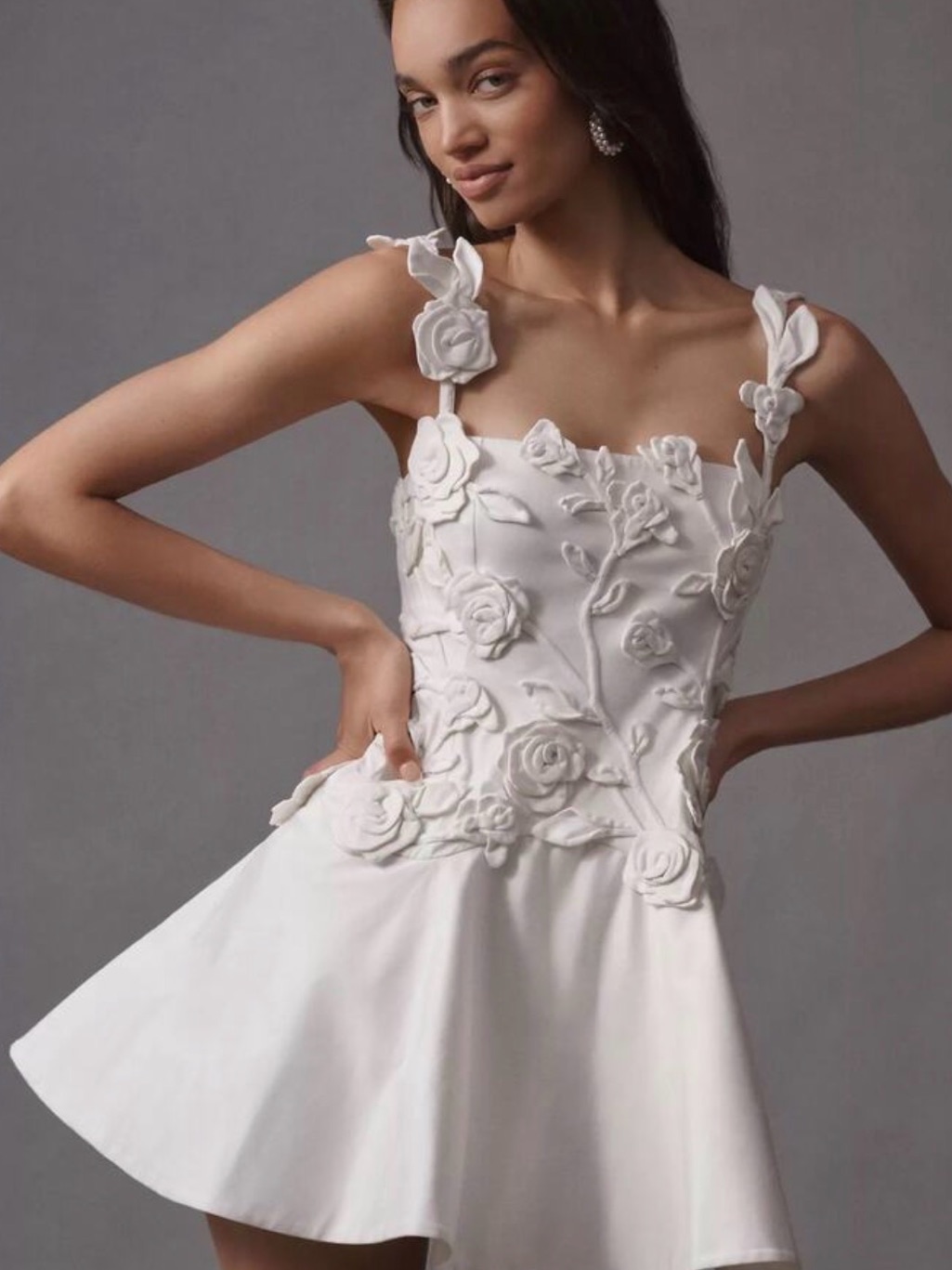 Bhldn By Anthropologie Floral Appliqu Fit And Flare Mini Dress Size Small